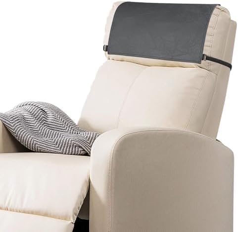 Recliner Headrest Protector - Faux Leather Headrest Covers for Recliners, Recliner Headrest Cover with Elastic Straps, Chair Headrest Cover for Recliners Protector 17 x 27 in (Dark Brown) - Image 4