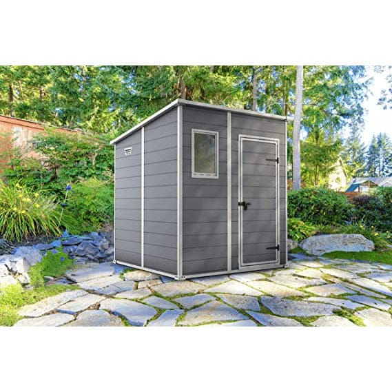 Keter 6′ x 6′ Manor Plastic Pent Garden Storage Shed – Grey - Image 8